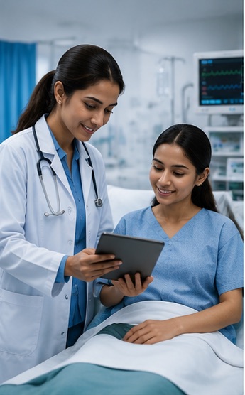 Clinician reviewing patient information