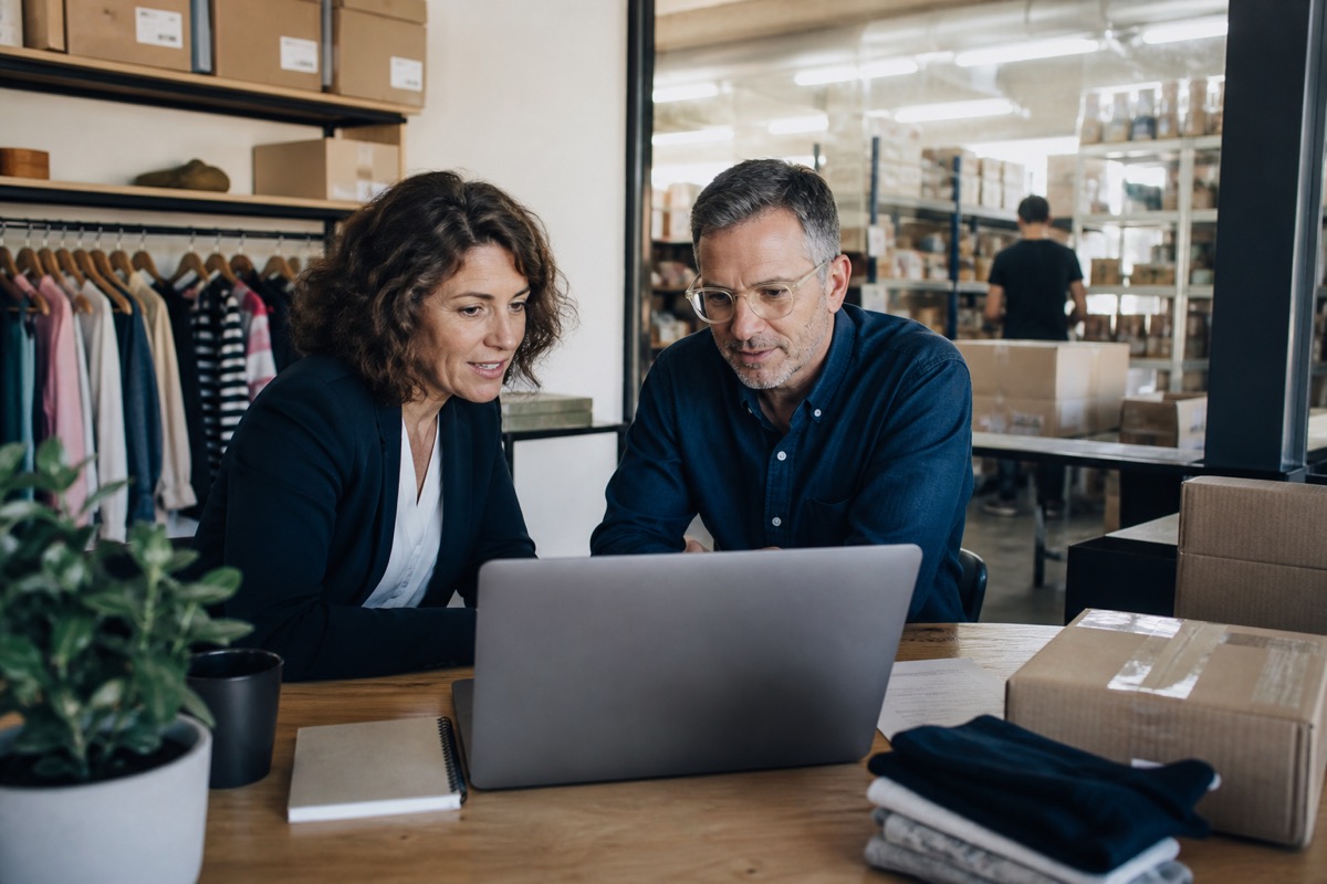 Retail and technology professionals reviewing commerce operations