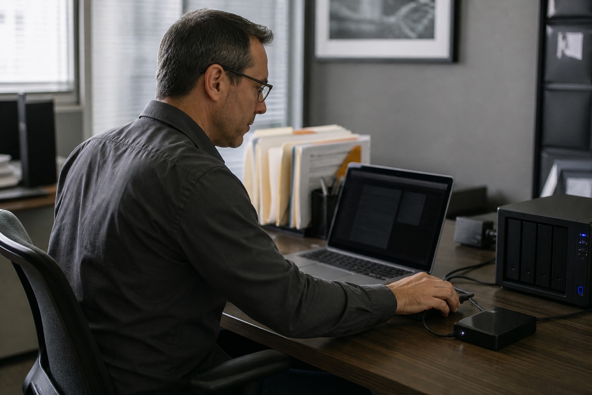 A technology specialist managing secure business file transfers