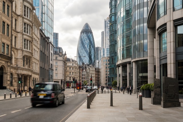London business district in the United Kingdom